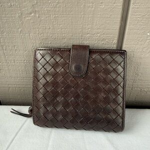 Bottega Veneta Dark Brown Bifold Woven Wallet